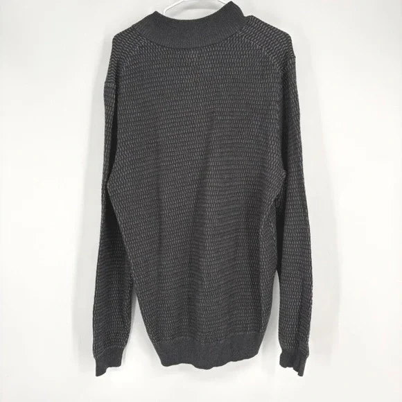 NWT Joseph Abboud Sweater XL Gray Merino Wool Blend Quarter Zip Button Pullover - Picture 5 of 8
